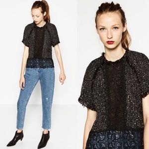Zara tweed lace top